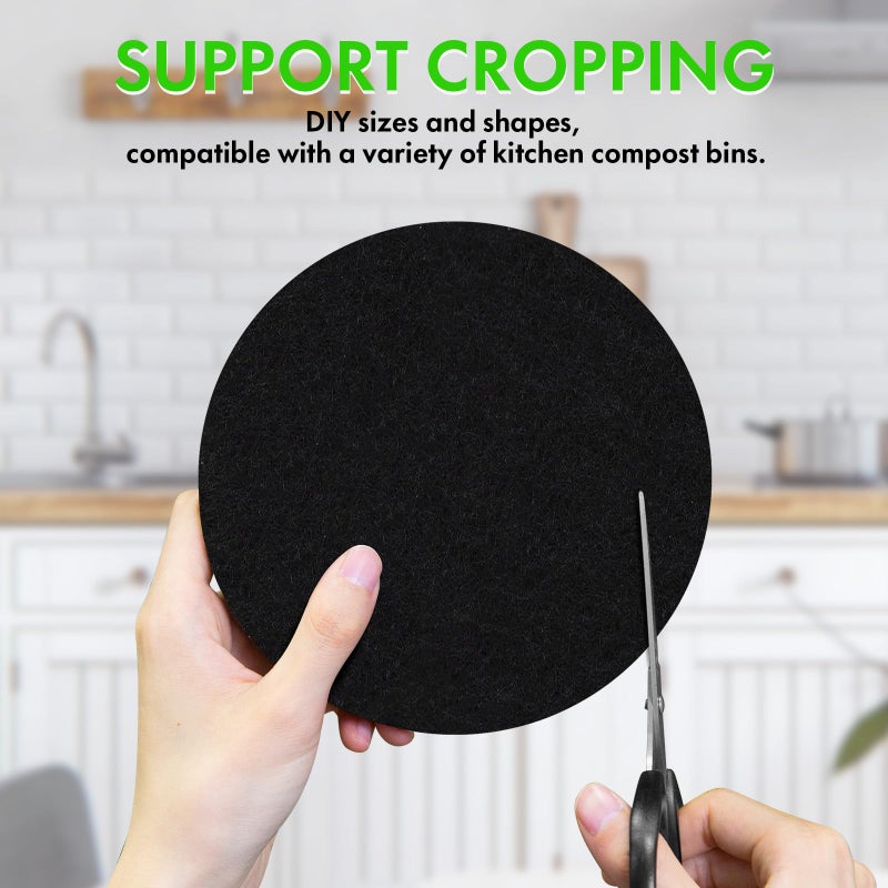 ENLOY 6.5 Inch Kitchen Compost Bin Filters Charcoal Replacement, ENLOY 12 Pack Charcoal Filters for Countertop Home Bucket, Longer Lasting Round Extra Thick Activated Charcoal - Image 3
